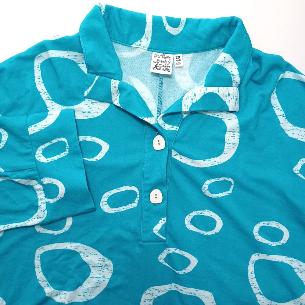 Parsley & Sage Top‎ 2X Dolman Sleeve Artsy Abstract Stretch Knit Relaxed Comfort